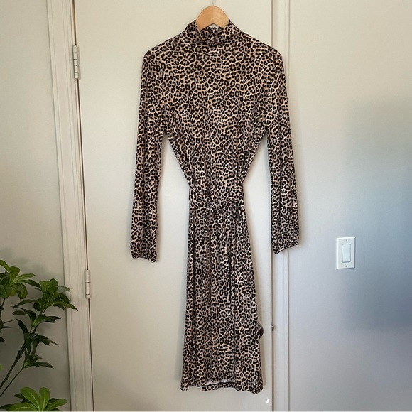 APC Dorothea brown leopard print cotton blend dress w/fabric tie belt S Worn 1x - Picture 8 of 13